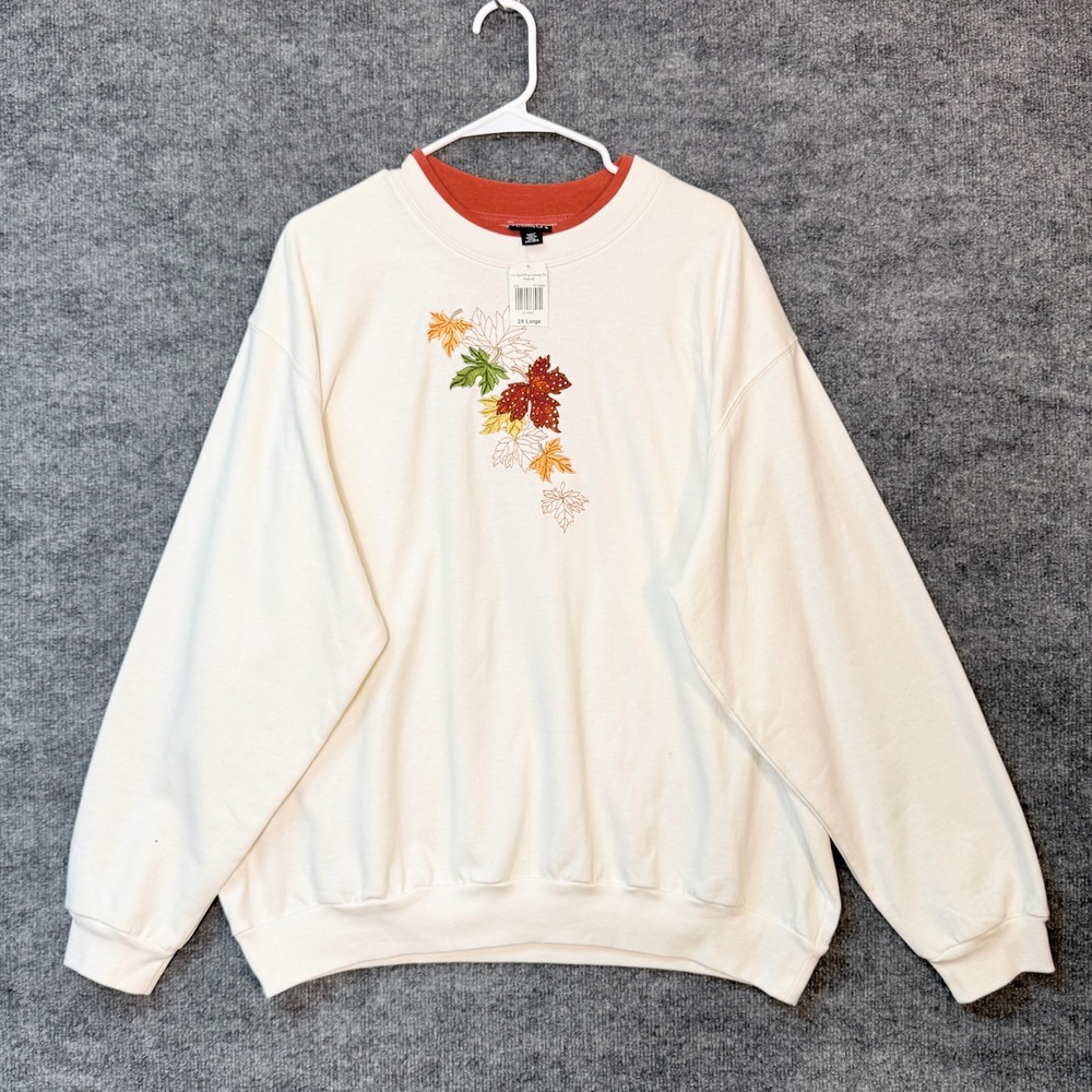 Morning Sun Fall Leaves Sweatshirt Sz 2XL Autumn Halloween Cozy Grandma Core NWT